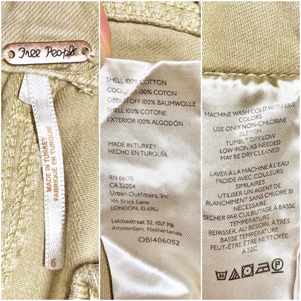 FREE PEOPLE First Light Utility Cotton Cargo Button-Cuff Pants Boa Green Size 6 - Picture 8 of 10